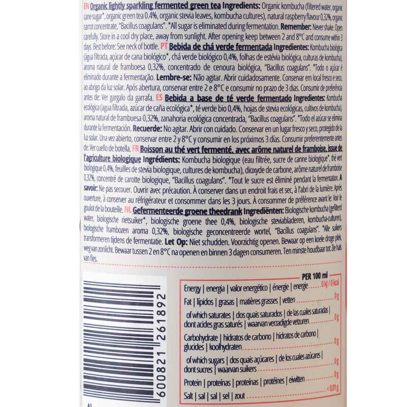 Kombucha de frambuesa Captain Kombucha 1L 