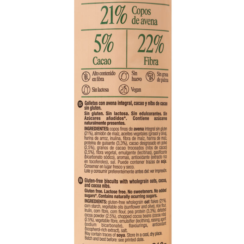 Galletas triple cero cacao nibs Santiveri 210g