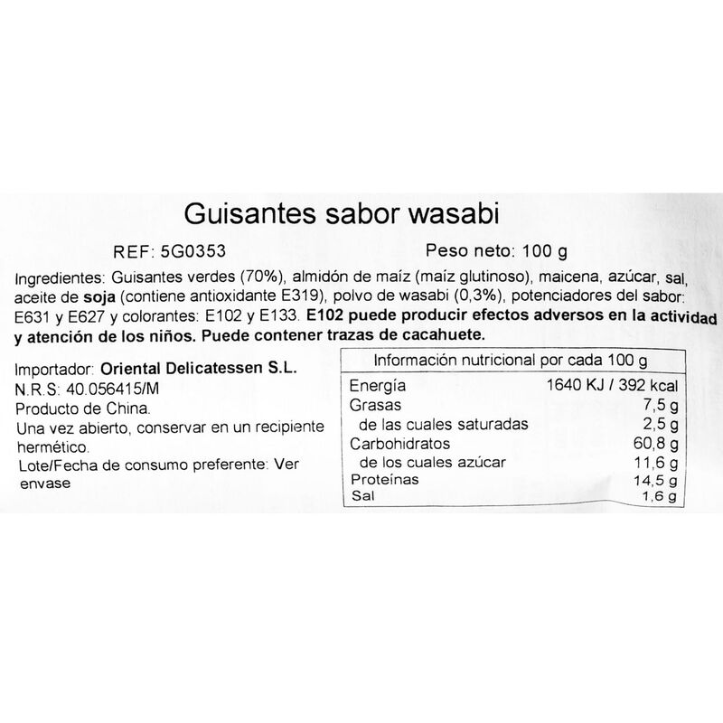 Pèsols amb wasabi Savour 100g 
