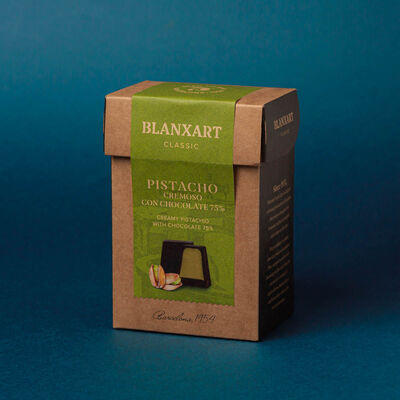 Bombón de pistacho con chocolate 75% Blanxart 70g 
