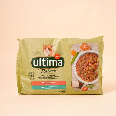 Comida húmeda para gato con salmón Ultima 340g 