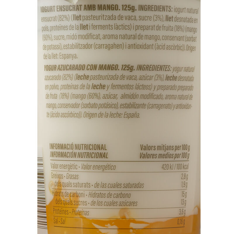 Yogur bicapa de mango Ametller Origen 125g - 2uds. 