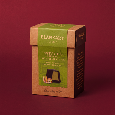 Bombón de pistacho con chocolate 75% Blanxart 70g