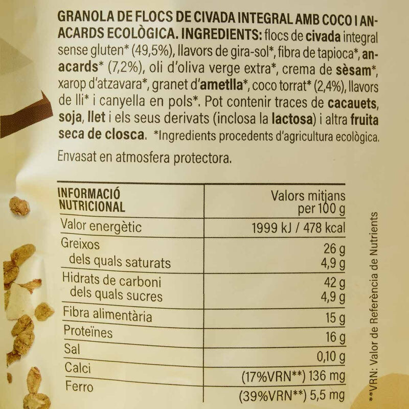 Granola de coco i anacards Ametller Origen 275g 