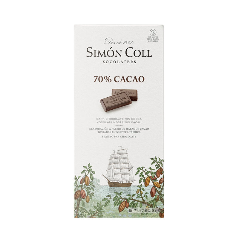 Chocolate de 70% cacao Simón Coll - 85 g