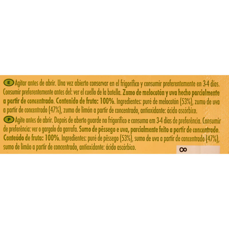 Zumo de melocotón y uva 100% premium Granini 1L 