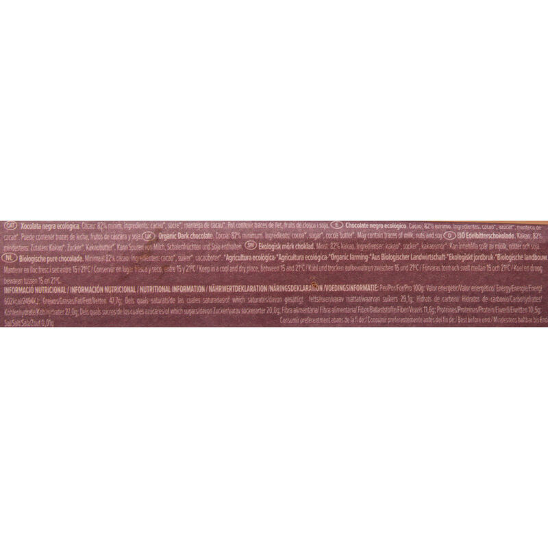 Chocolatina 82% Congo ecológico Blanxart 28g