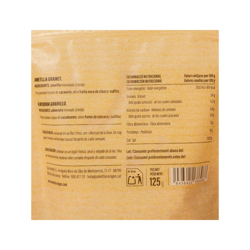 Almendra granillo Ametller Origen 125g 