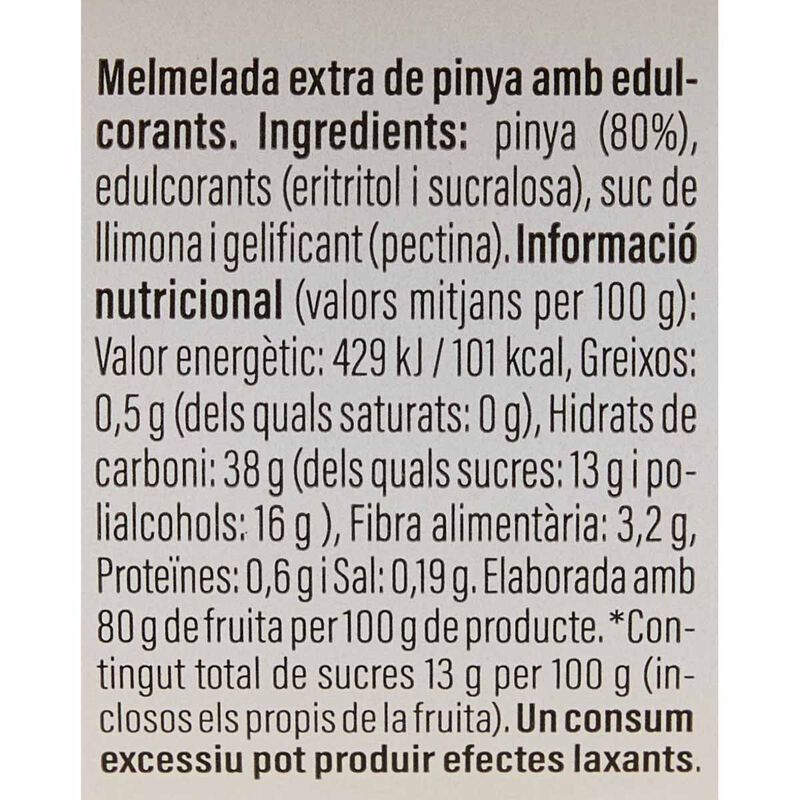 Mermelada de piña 0% azucares añadidos Ametller Origen 200g