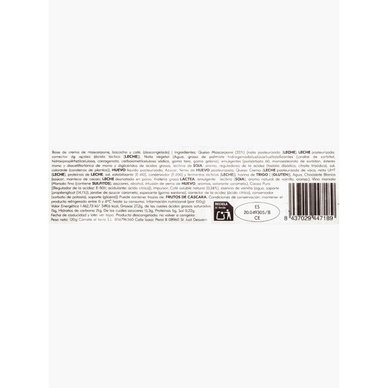 Tiramisú TARRI&CO 120g 