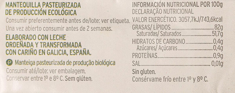Mantequilla ecológica Xanceda 170 g 