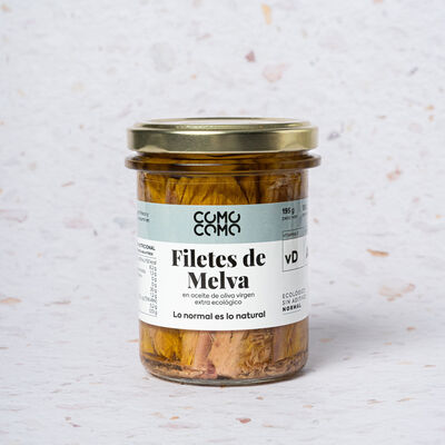 Filets de melva en oli d'oliva verge extra ecològic Como Como Foods 135g 