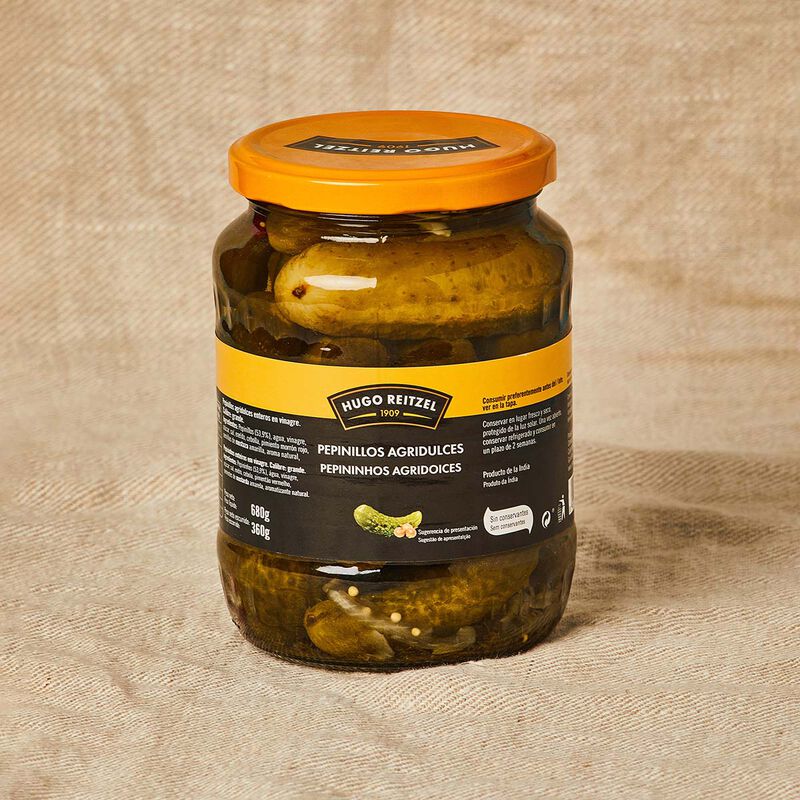 Cogombres agredolços sencers Hugo Reitzel 360g 