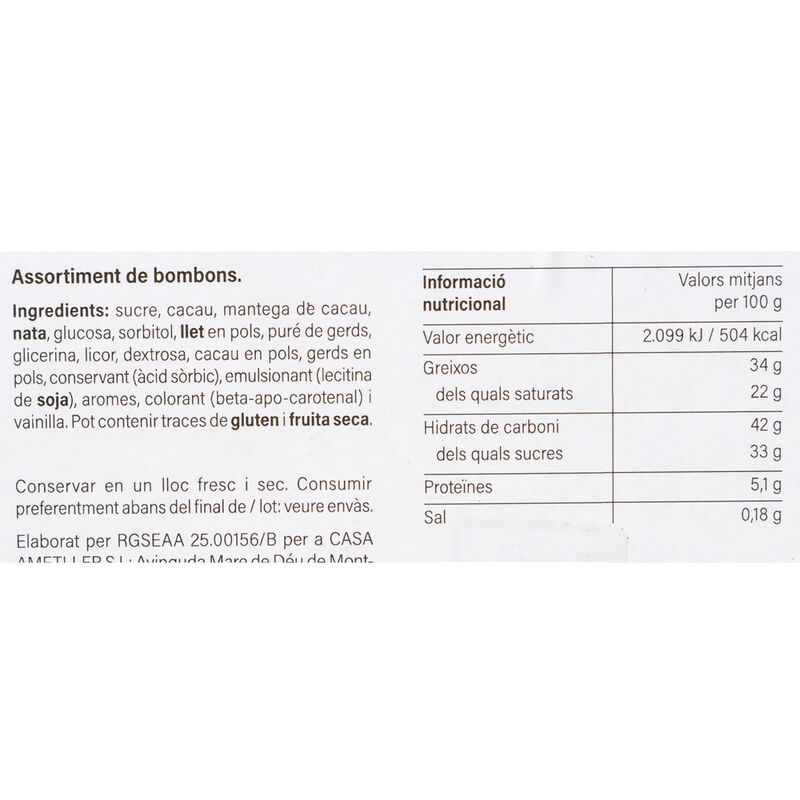 Estoig de 3 bombons Ametller Origen 320g 