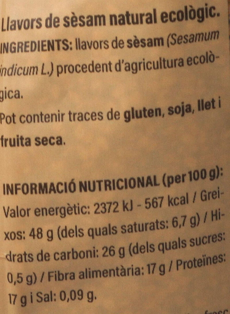 Sésamo ecológico natural Ametller Origen 250g 