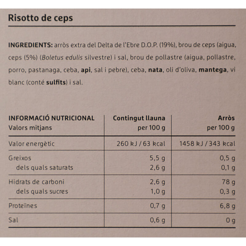 Risotto de boletus Ametller Origen 870g