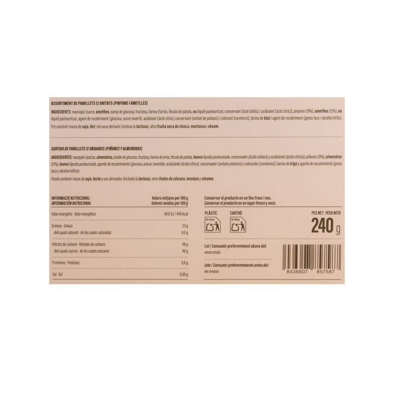 Panellets de pinyons i ametlles Ametller Origen 240g - 12u. 