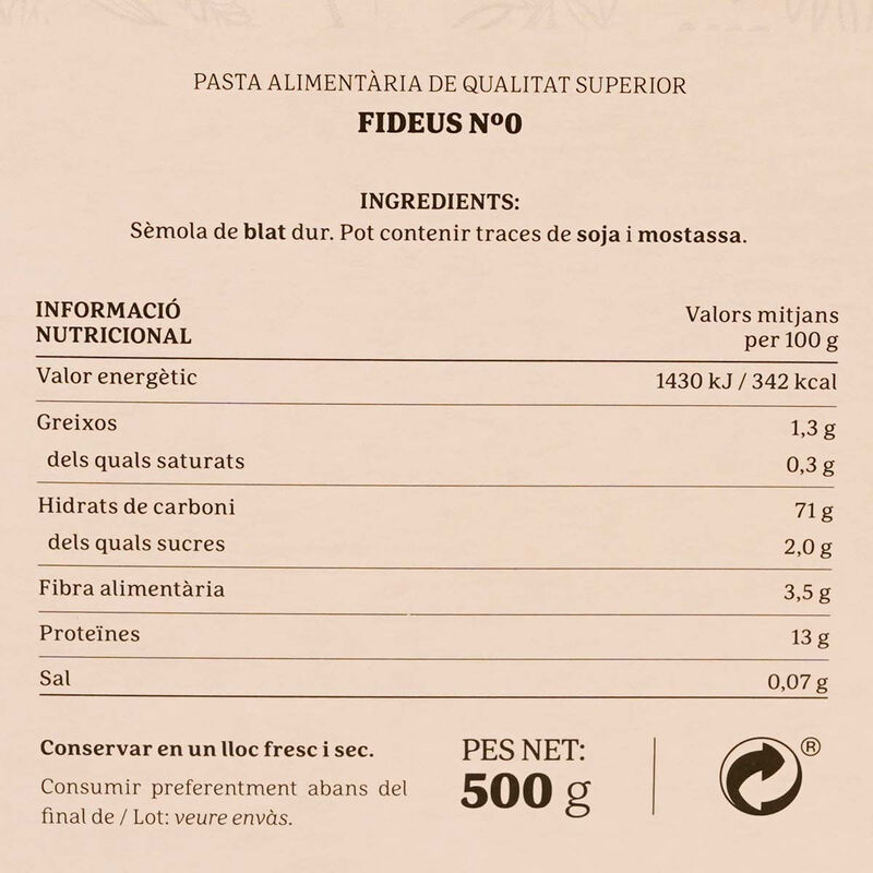 Fideos nº0 Ametller Origen 500g