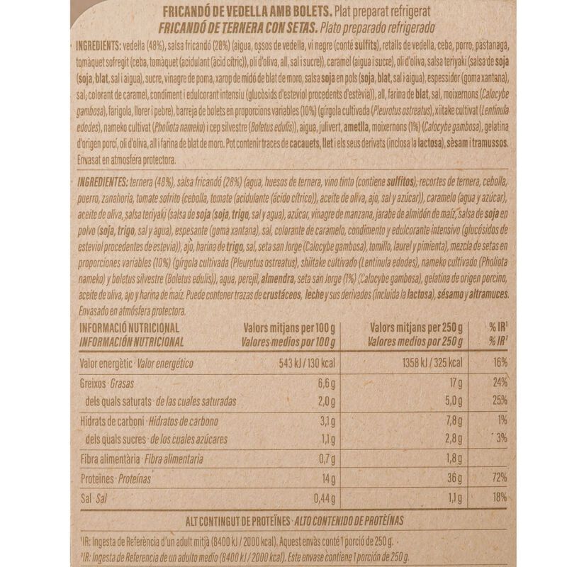 Fricandó de ternera con setas Ametller Origen 250g 