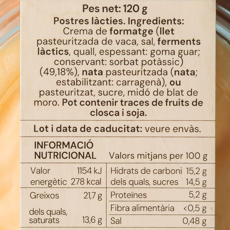 Magma cheesecake Postres Masgrau 120g 
