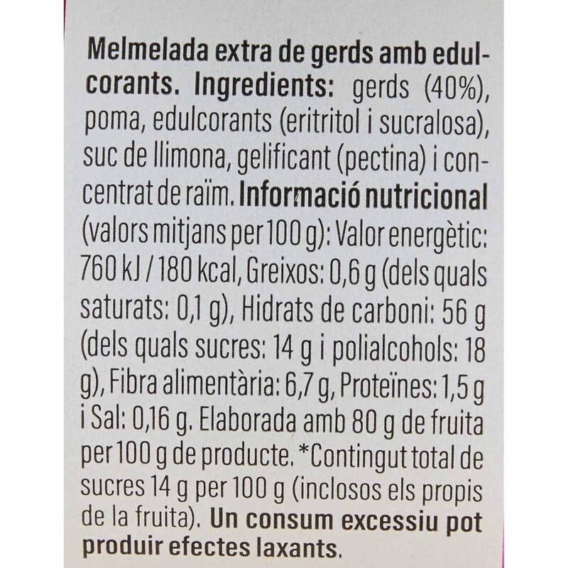 Mermelada de frambuesa 0% azucares añadidos Ametller Origen 200g