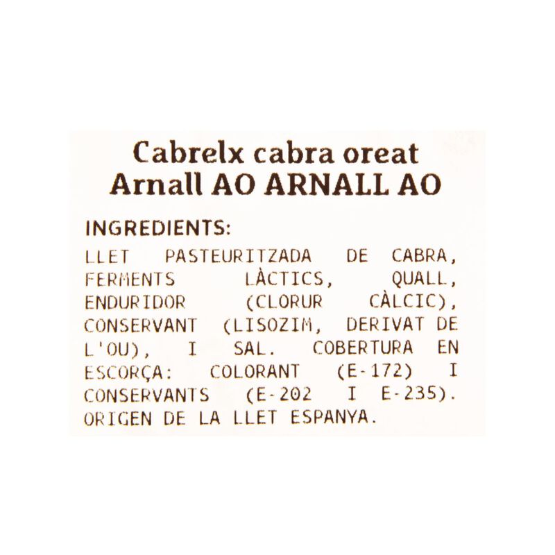 Formatge Cabrelx de cabra oreat i baix en sal Ametller Origen by Arnall