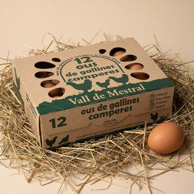Huevos frescos de gallinas criadas al aire libre L Vall Mestral - 12uds. 