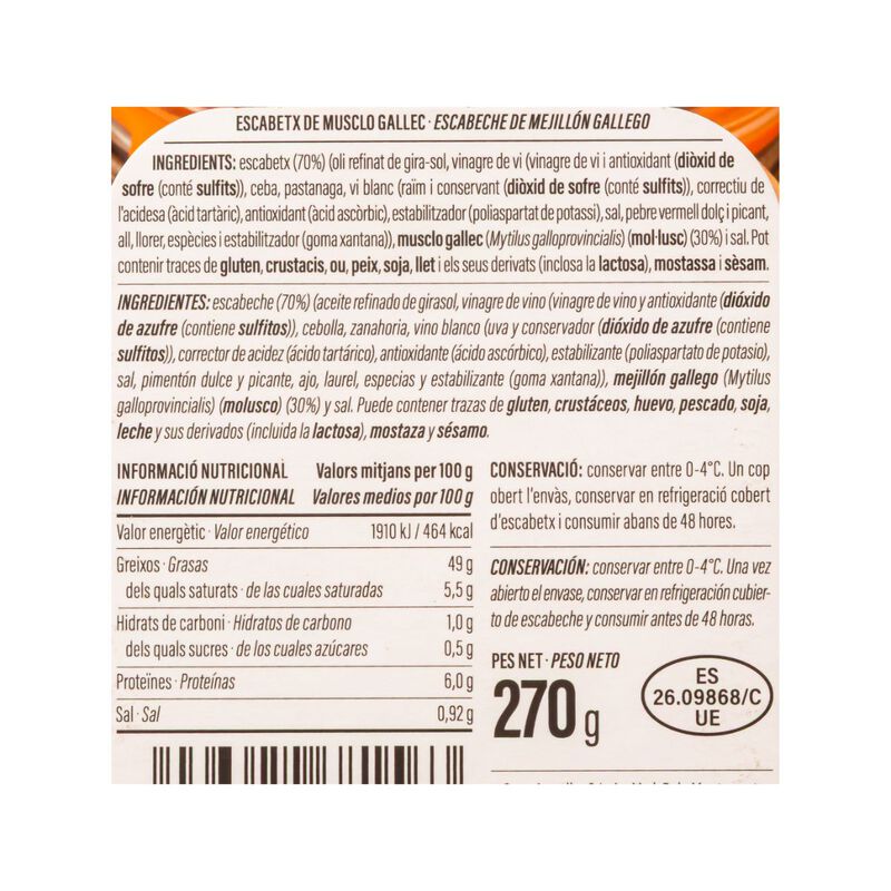 Musclos en escabetx Ametller Origen 270g 