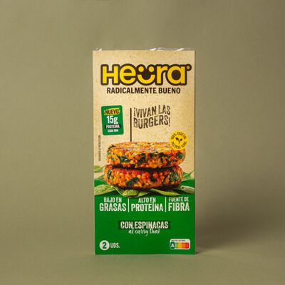Burger de espinacas al curry Thai Heura 160g - 2uds 