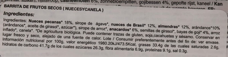 Barrita nueces y canela Eco Nuts&Barries 30 g 