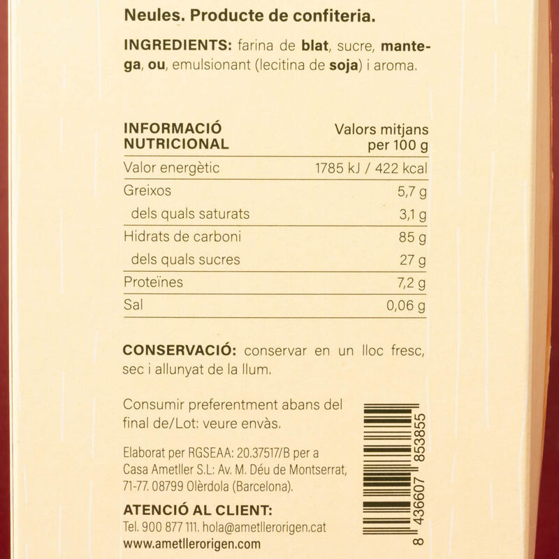 Barquillos de mantequilla Ametller Origen 90g 