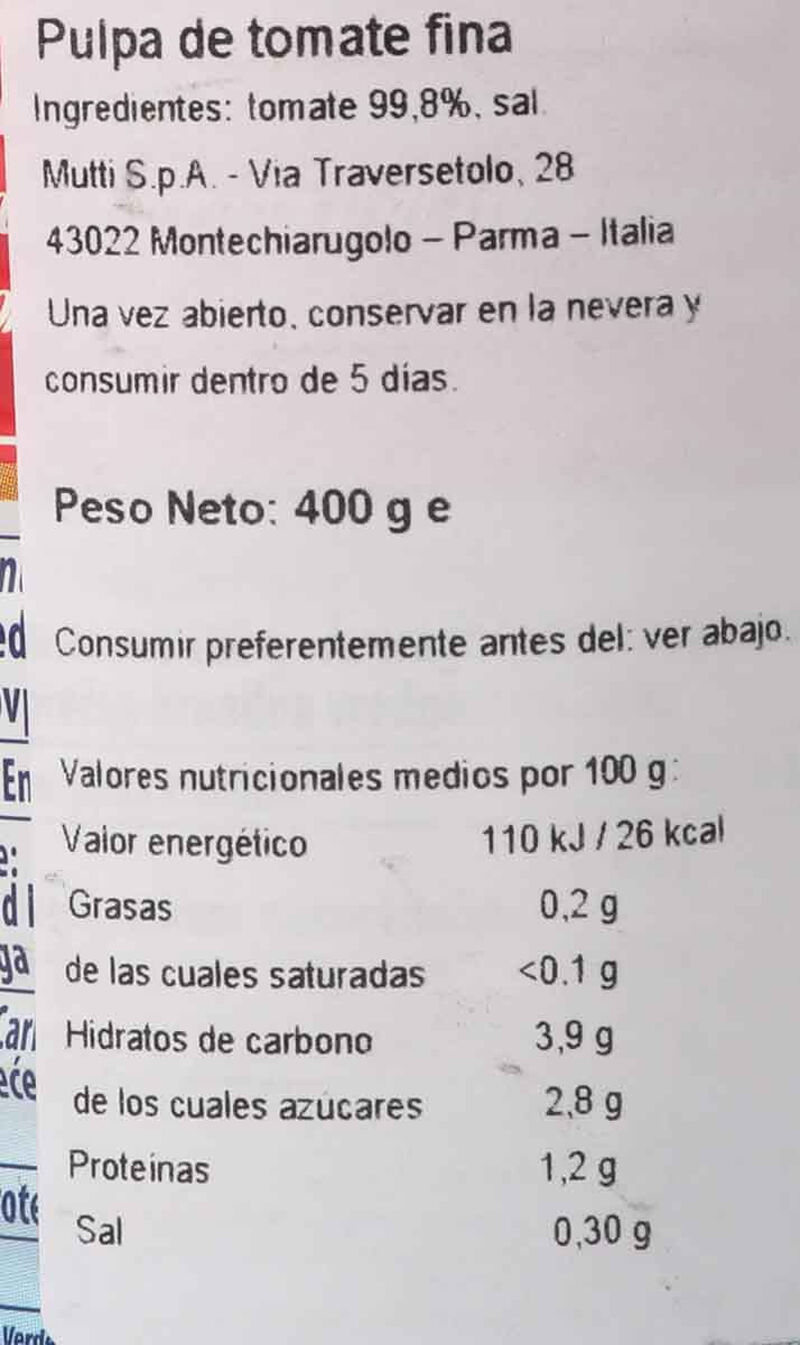 Pulpa de tomate Mutti 400g