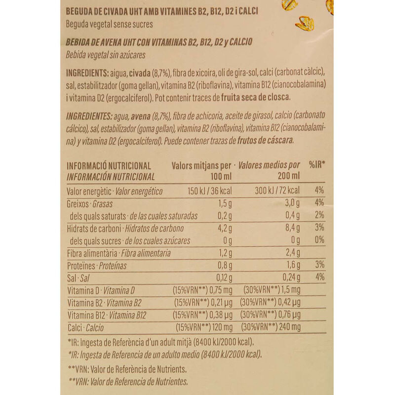 Bebida de avena 0% Ametller Origen 1l