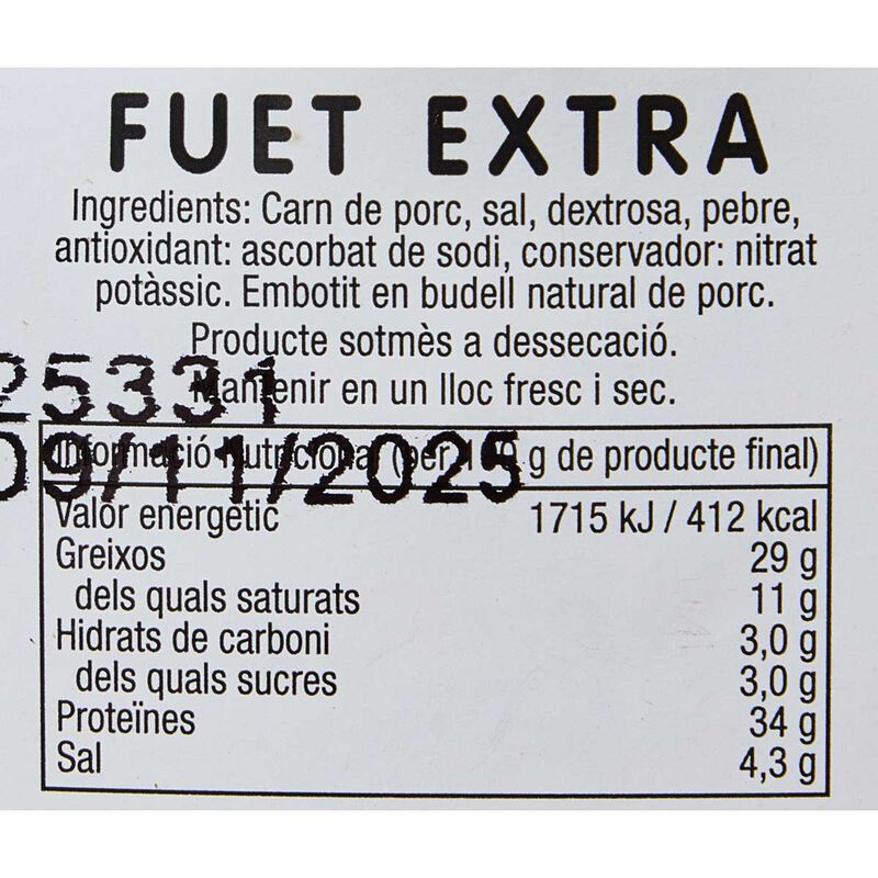 Fuet sin gluten ni lactosa Ametller Origen by Arnall 180g 
