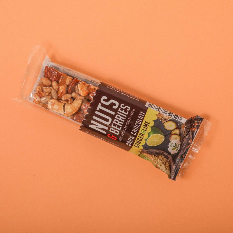 Barrita ecológica de chocolate negro y jengibre NutsandBerries 40g