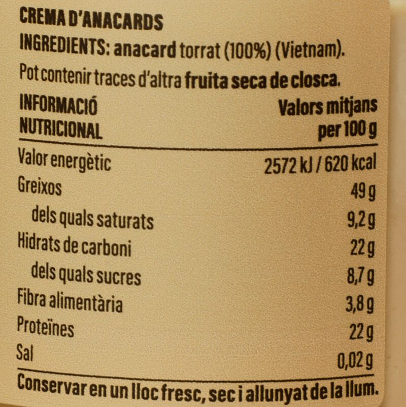 Crema d'anacard Ametller Origen 180 g 