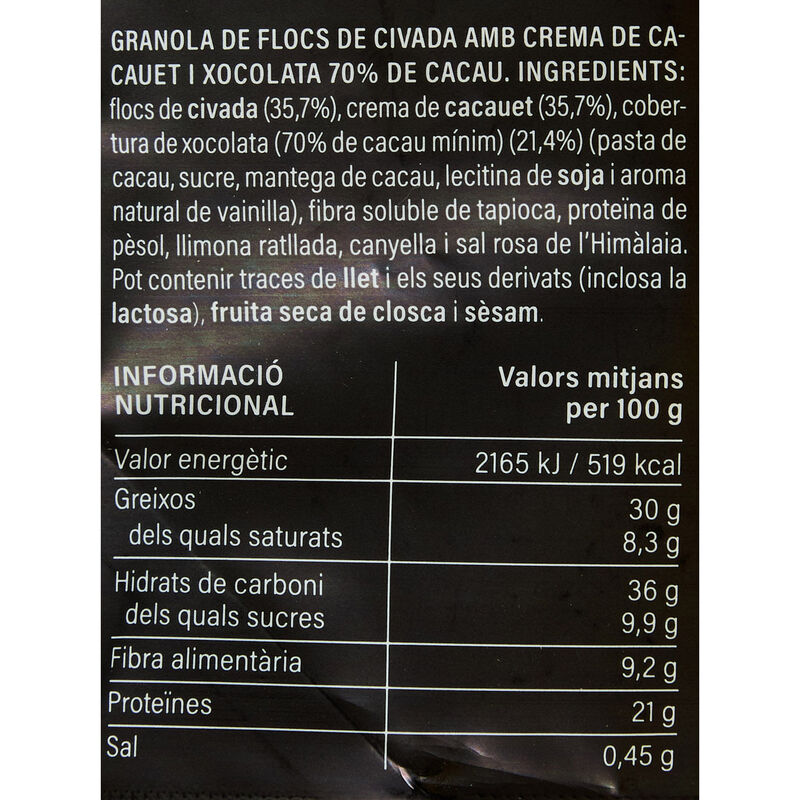 Granola de crema de cacahuete y chocolate Pro+ Ametller Origen 275g