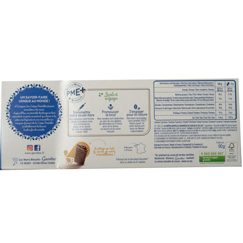 Crêpe dentelle xocolata amb llet Gavottes 90g 