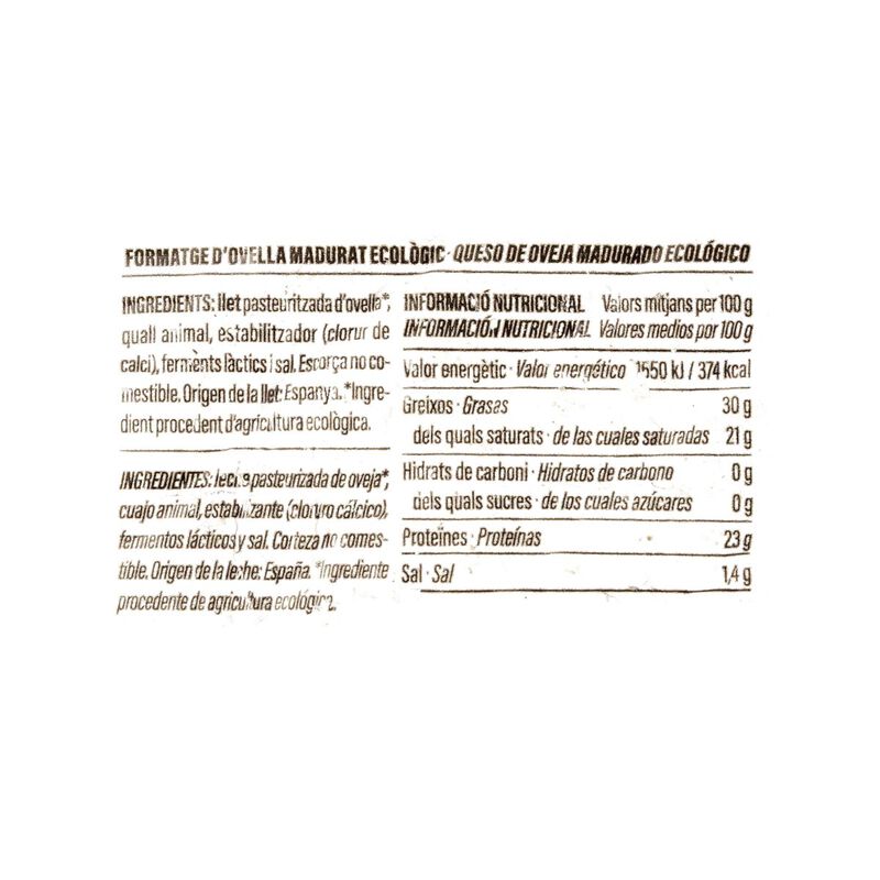 Formatge d'ovella ecològic Ametller Origen by Arnall 