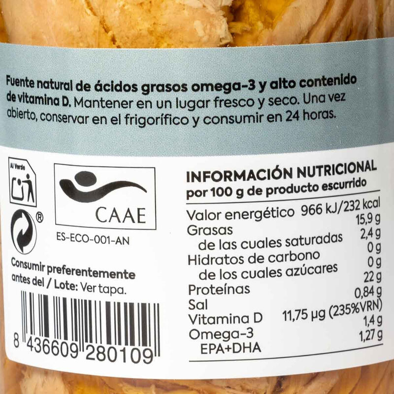 Salmó salvatge d'Alaska en oli verge extra ecològic Como Como Foods 135g 