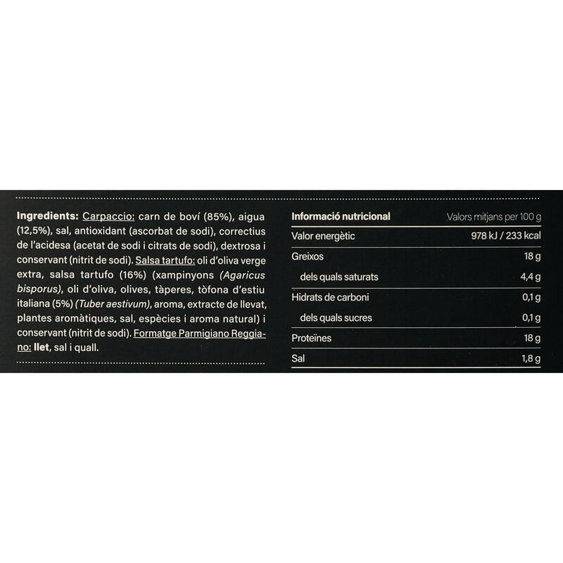 Carpaccio vacuno marinado Ametller Origen 125g 