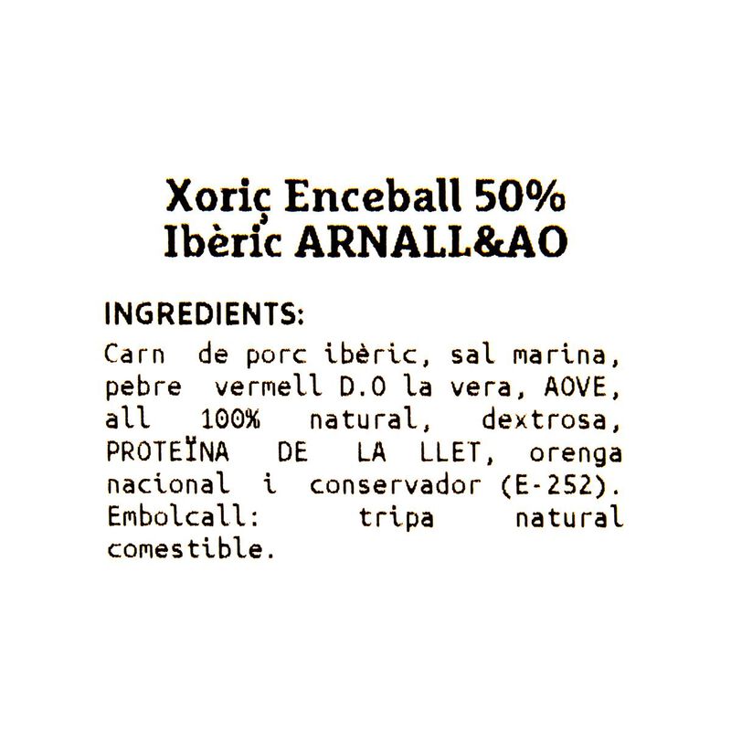 Chorizo de cebo 50% Ibérico Ametller Origen by Arnall