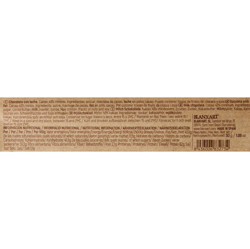 Chocolatina con leche 33% Blanxart 28g 