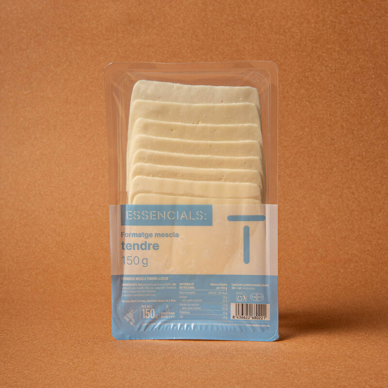 Formatge mescla tendre llescat Essencials 150g 