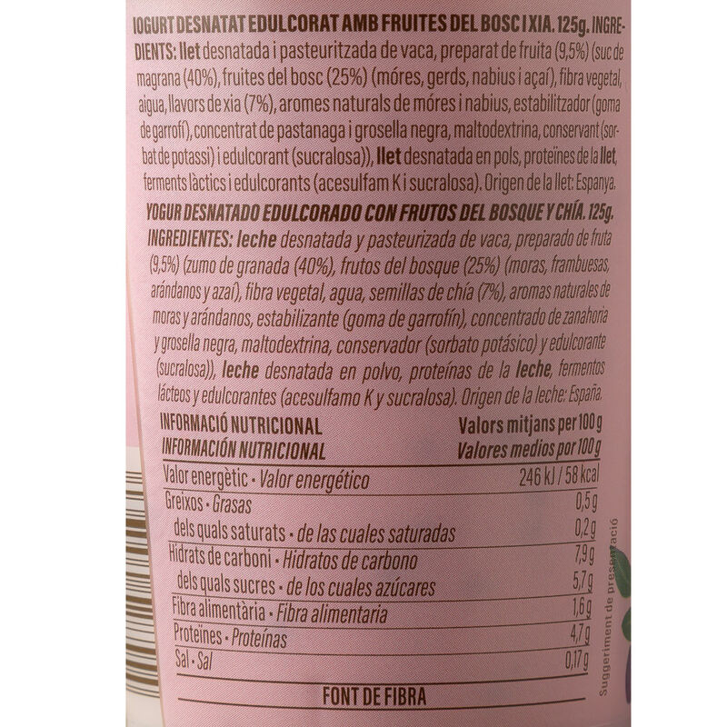 Yogur cremoso desnatado de frutos rojos y chía Ametller Origen 125g - 4uds.