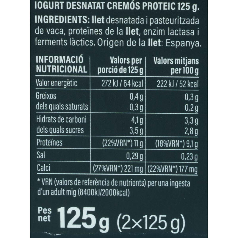 Yogur cremoso 0% natural PRO+ Ametller Origen 125g - 2uds.