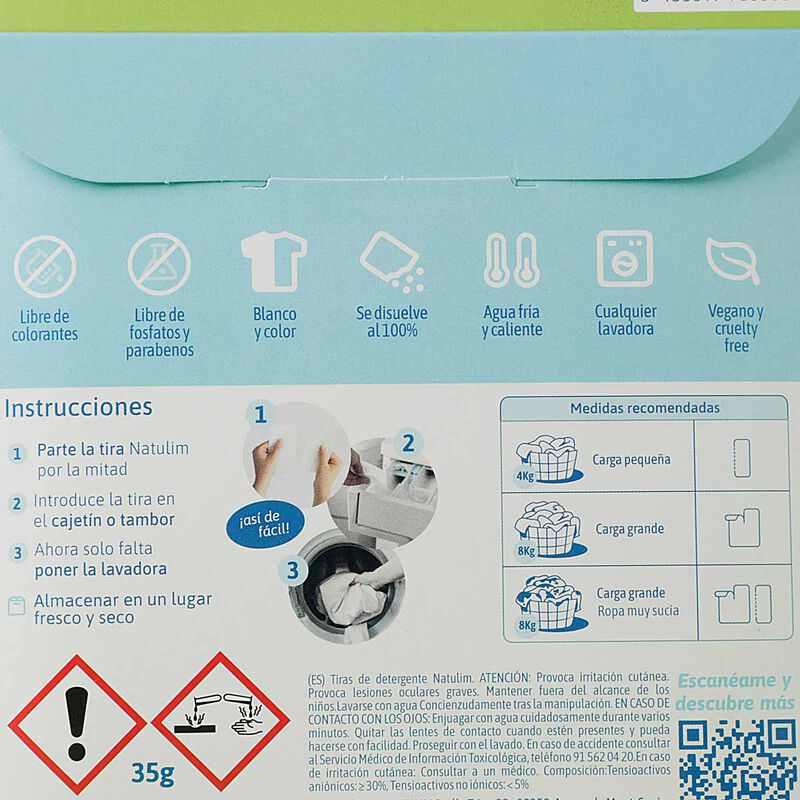 Detergente tiras Neutro Natulim - 20uds. 