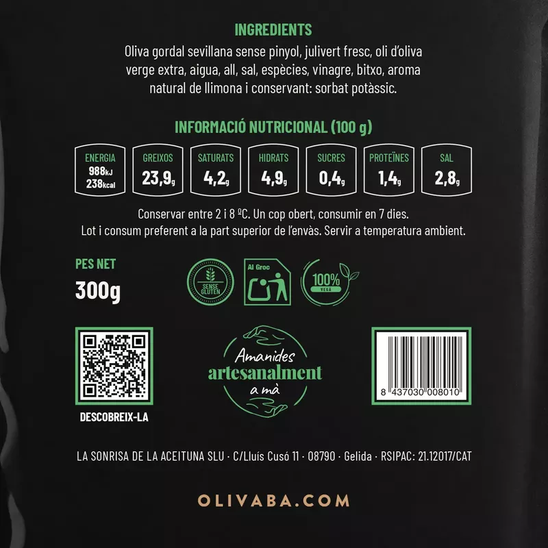 Aceituna Gordal al chimichurri Olivaba 300g