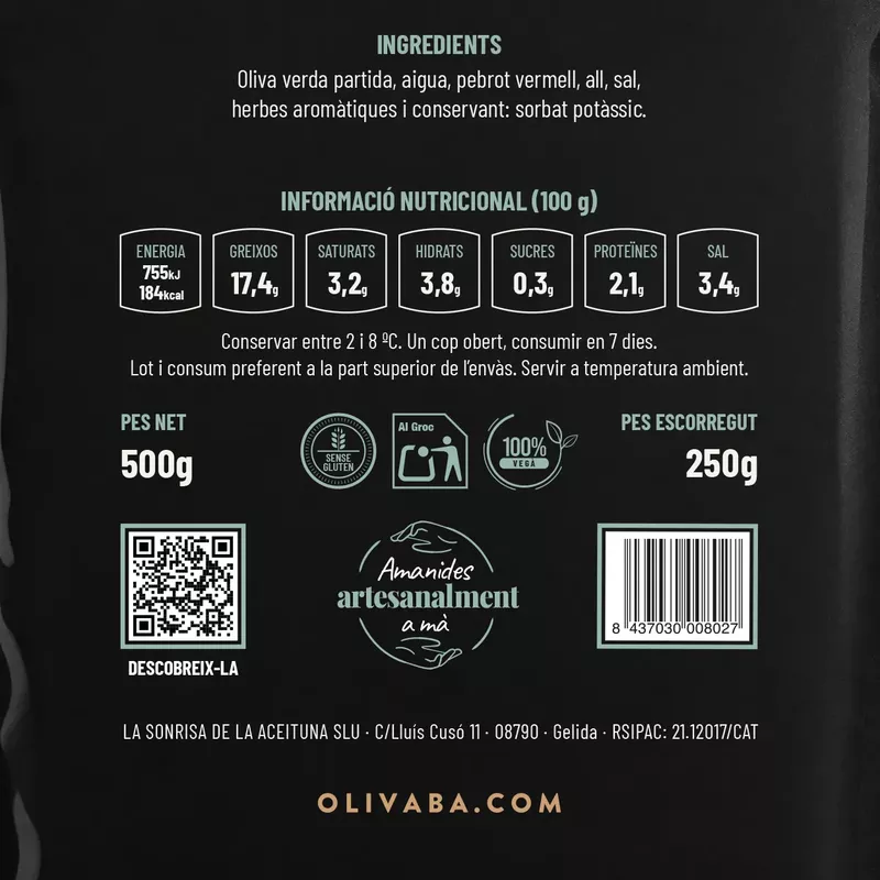 Aceituna verde Amargaina Olivaba 250g