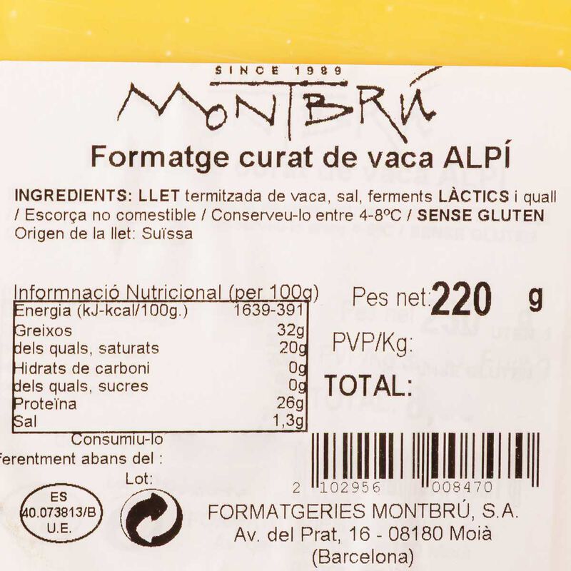 Cuña queso alpino Montbrú 